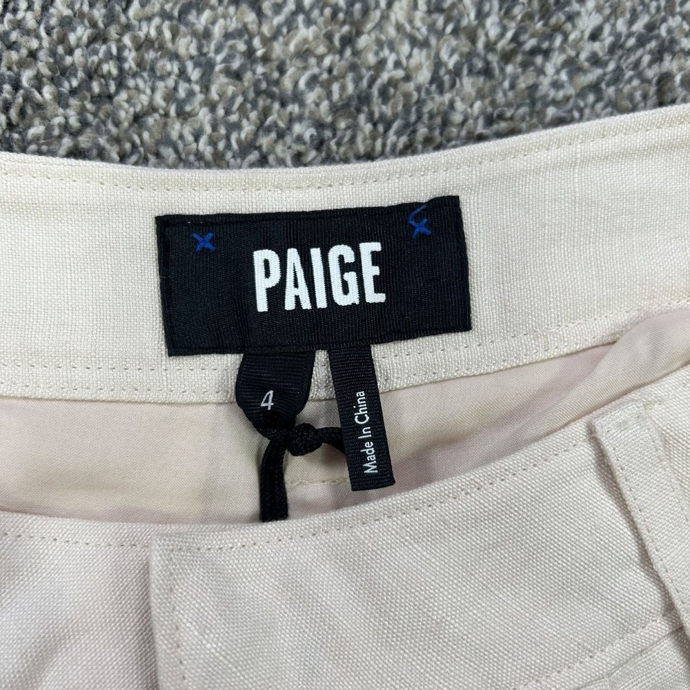 NEW Paige Monette Pant Antique Paper Straight Leg Linen Pleated Trouser Womens 4 - Picture 3 of 10